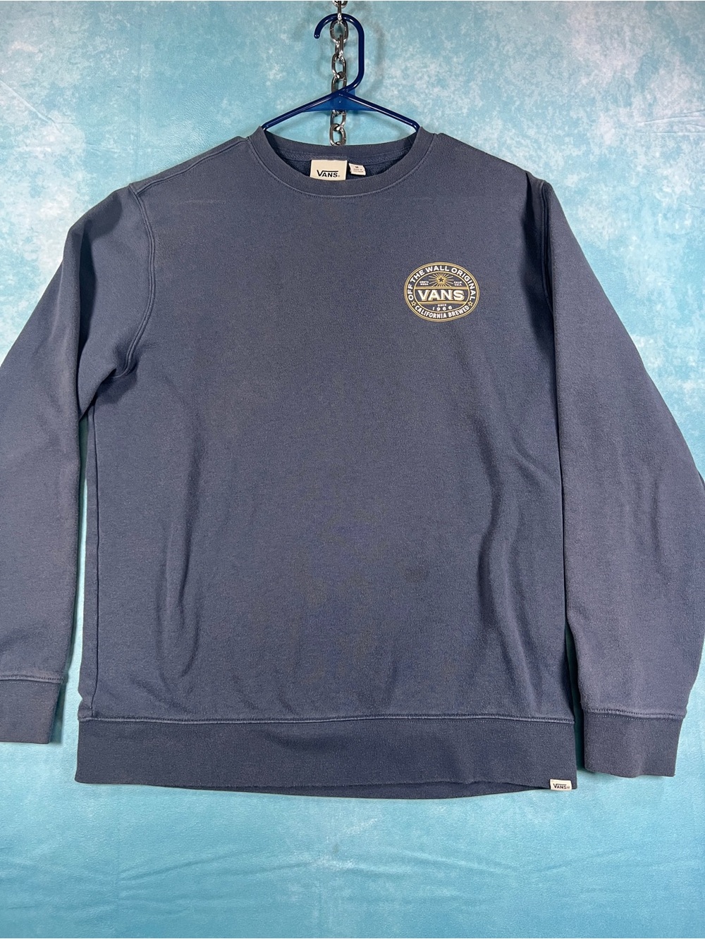 Y2K VTG Vans Navy Crewneck Sweatshirt with Chest Logo Patch